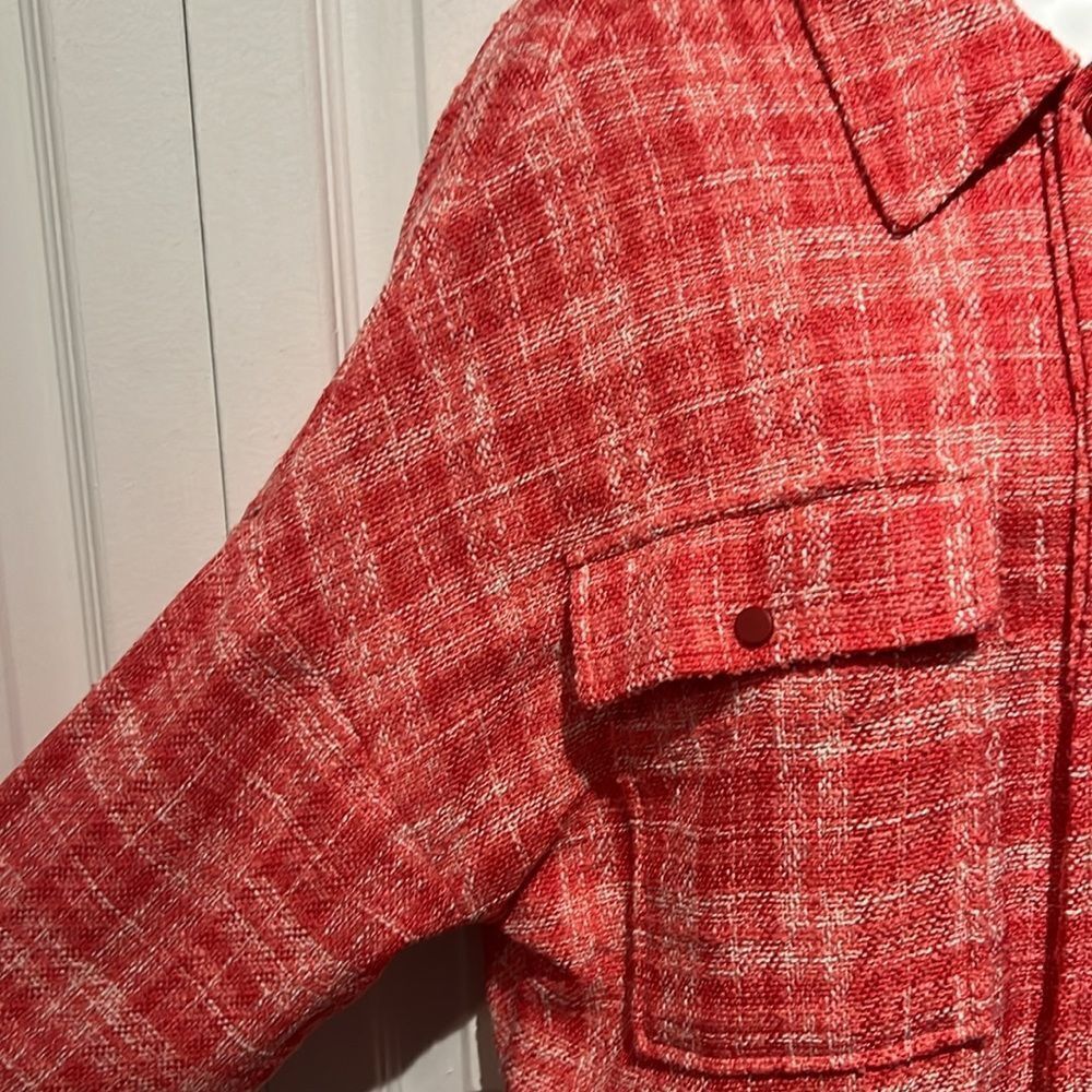Zara Pink/White Tweed Woven Shirt Shacket Size S - Picture 6 of 12